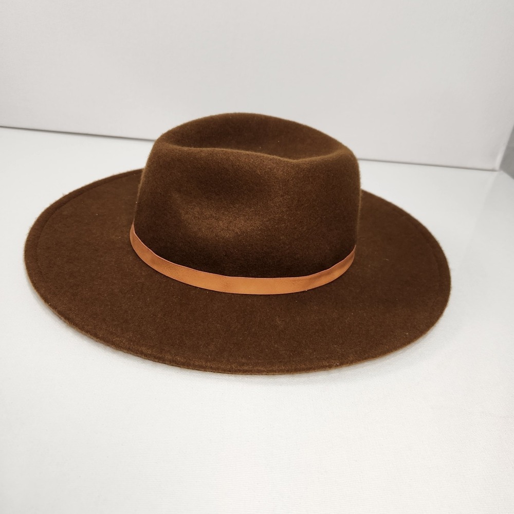 Target Wide Brim Fedora‎ Hat 100% Wool Brown